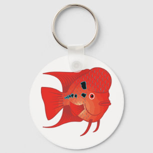 Red Flowerhorn Fish Keychain