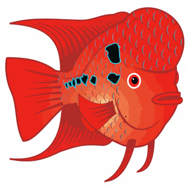 Red Flowerhorn Fish Standing Photo Sculpture