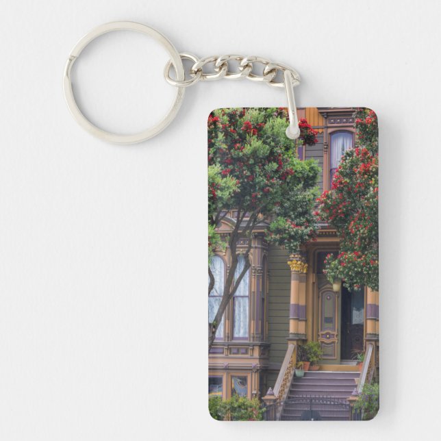 Red Flowering Gum Tree Frames Victorian Style Keychain (Front)