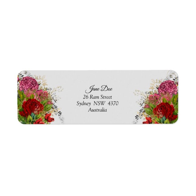 Red Flowers Address Labels (Front)