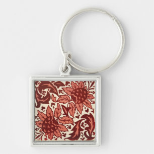 Red Flowers and Fruit Antique Pattern Keychain