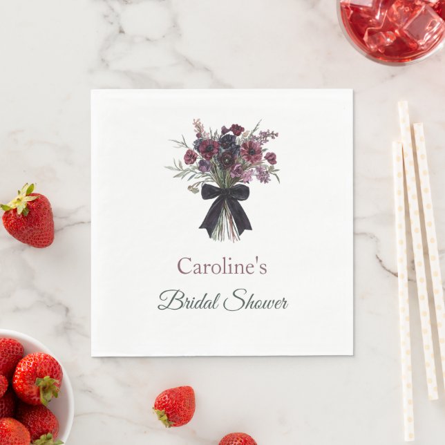 Red Flowers Bridal Shower Napkin (Insitu)