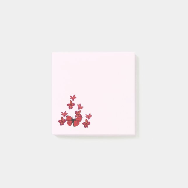 Red Flowers Butterfly Post-it Notes (Front)