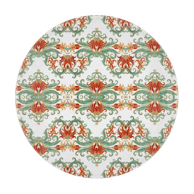 Red Flowers Chinese Style Ornamental Cutting Board (Front)