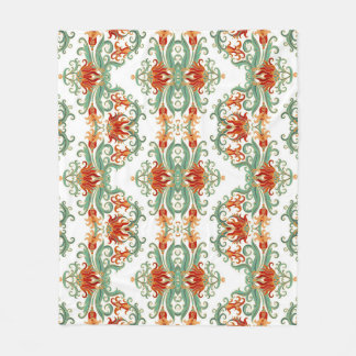 Red Flowers Chinese Style Ornamental Fleece Blanket