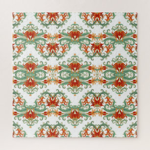 Red Flowers Chinese Style Ornamental Jigsaw Puzzle