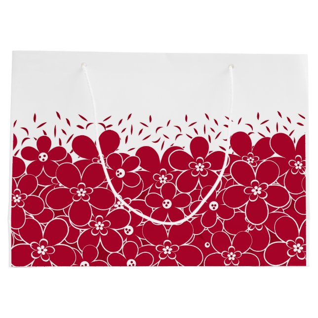 Red flowers daisies on white background  large gift bag (Back)