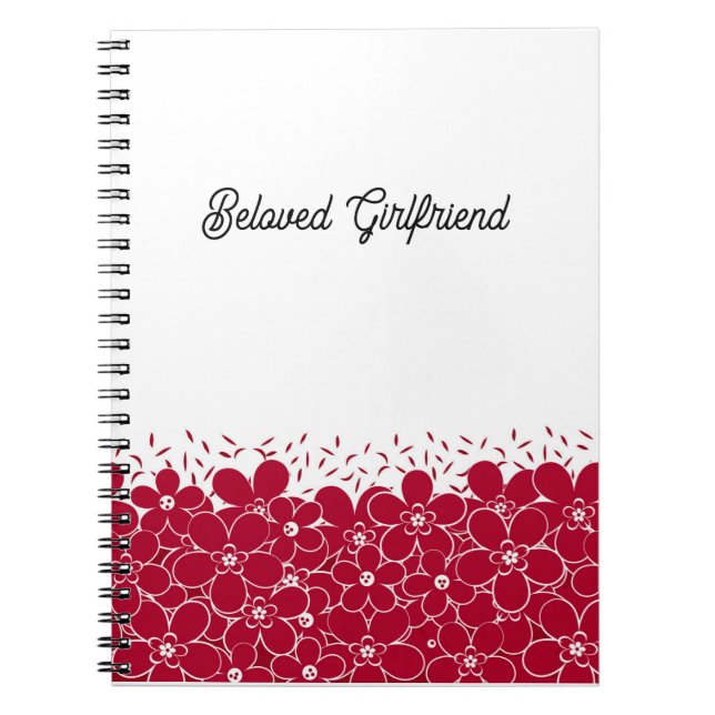 Red flowers daisies on white background notebook (Front)