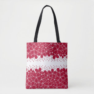 Red flowers daisies on white background   tote bag