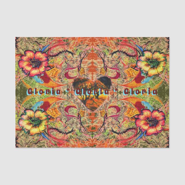 Red Flowers, Dark Heart Victorian fantasy Tissue Paper (Front)