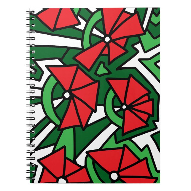 Red Flowers Doodle Art Notebook (Front)