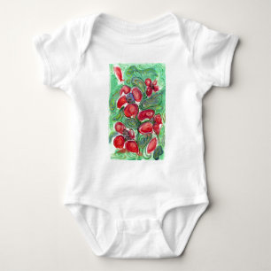 Red Flowers Fantasy Baby Bodysuit