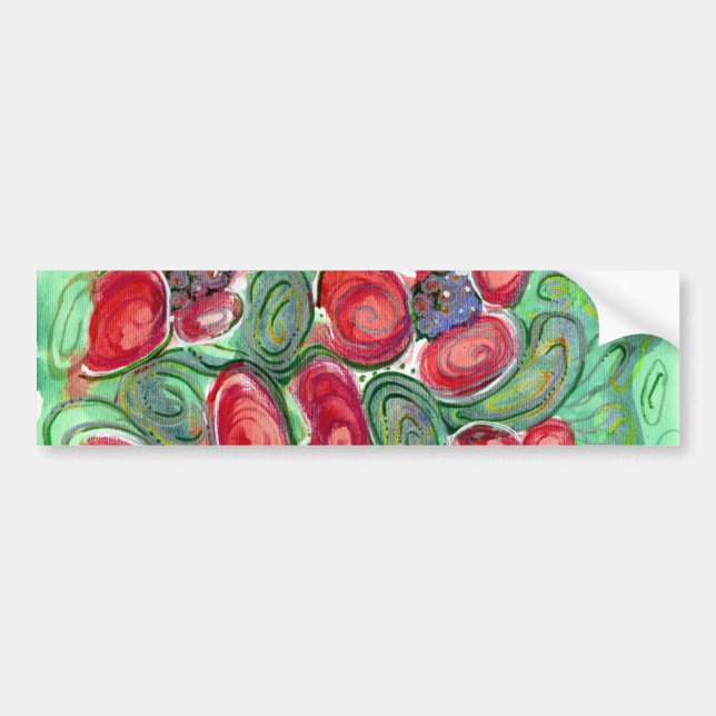 Red Flowers Fantasy Bumper Sticker (Front)