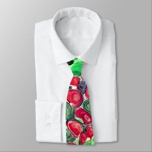 Red Flowers Fantasy Mini Tie