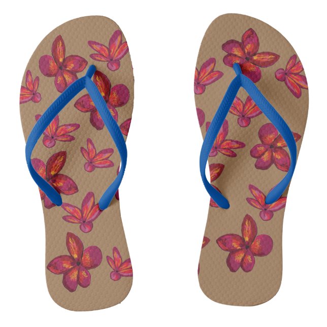 Red Flowers Flip Flops (Footbed)
