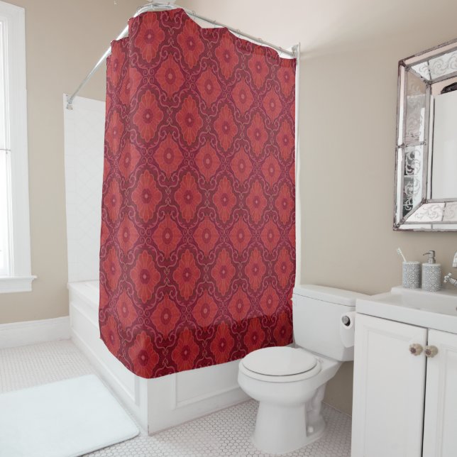 "Red Flowers” floral motif, bohemian pattern (In Situ)