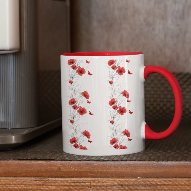 Red Flowers floral pattern coffee mug (Creator Uploaded)