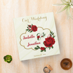 red flowers greenery romantic wedding photo album binder