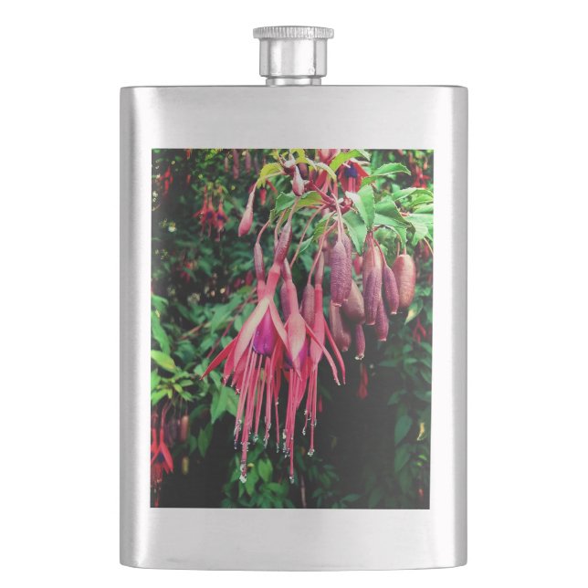 Red flowers hip flask (Front)
