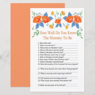 Red flowers How well do you know baby shower game