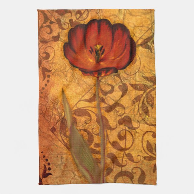 Red Flowers I Kitchen Towel (Vertical)