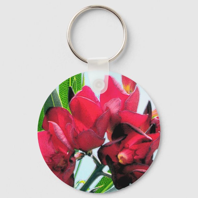 Red Flowers Keychain (Front)