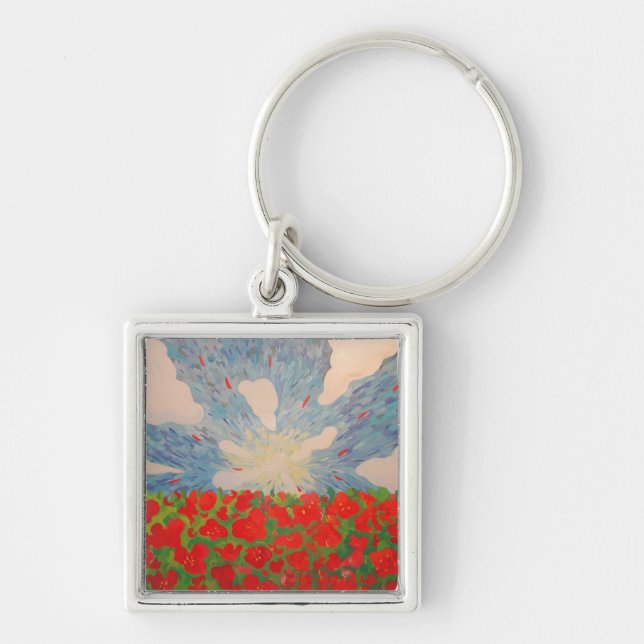 Red Flowers Keychain (Front)