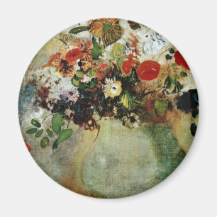 Red Flowers, Odilon Redon flowers Magnet