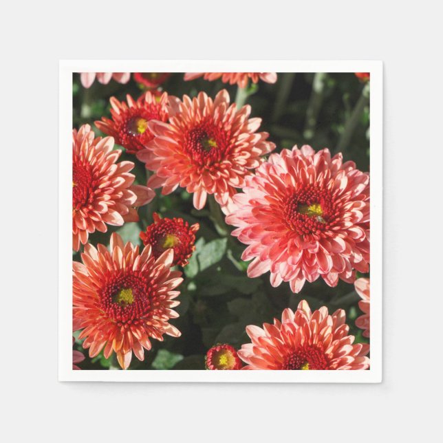 Red flowers of chrysanthemum napkin (Front)