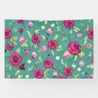 Red Flowers on a green background Banner