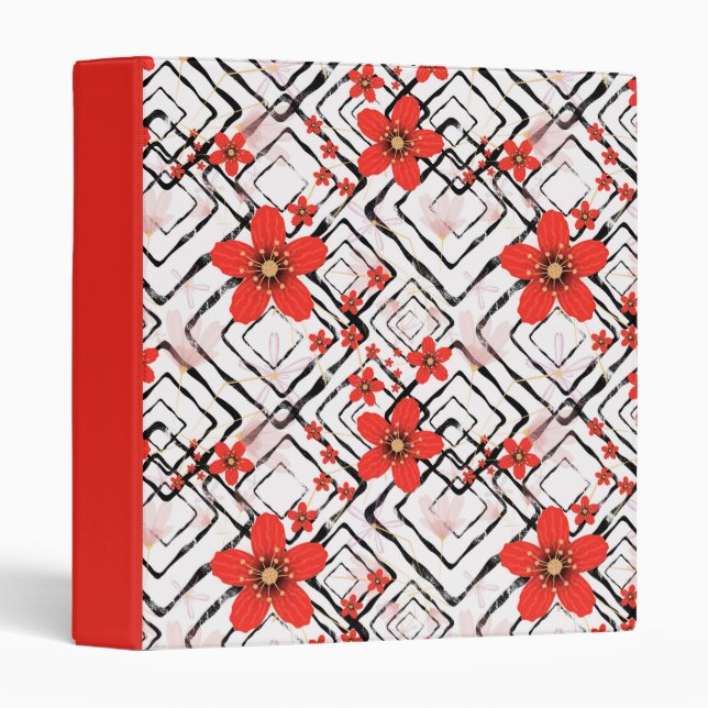 Red flowers on a white, black background. binder (Front/Spine)