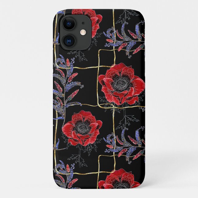 Red flowers on black. Case-Mate iPhone case (Back)