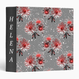 Red flowers on grey binder