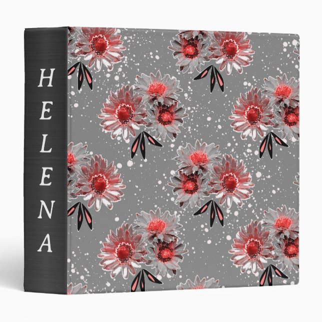 Red flowers on grey binder (Front/Spine)