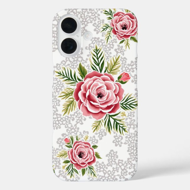 Red Flowers on Lacy Background Case-Mate iPhone Case (Back)