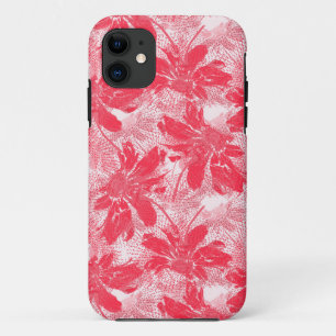 Red flowers on white. iPhone 11 case