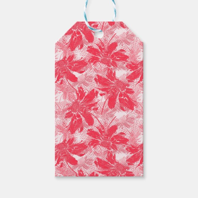 Red flowers on white. gift tags (Front)