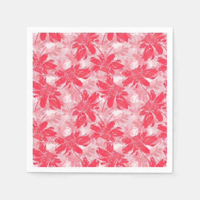 Red flowers on white. napkin (Front)