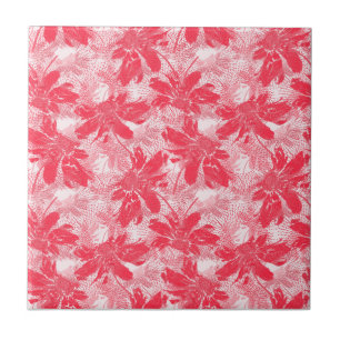 Red flowers on white. tile