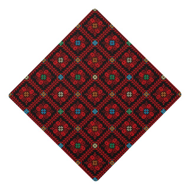 Red flowers Palestine Embroidery tatreez Pattern Graduation Cap Topper (Front)