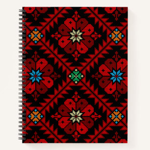 Red flowers Palestine Embroidery tatreez Pattern Notebook