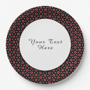 Red Flowers Paper Plate