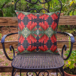 Red Flowers Pattern 2 Throw Pillow