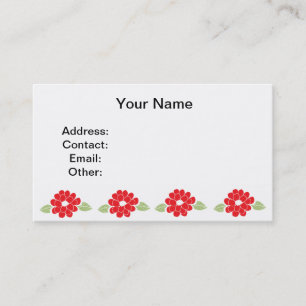 Red Flowers Pattern Business Card