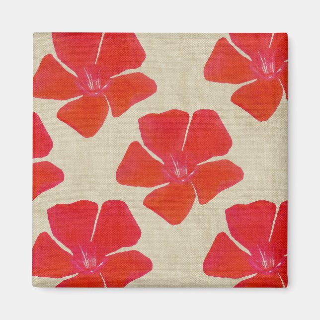 Red Flowers Pattern Magnet (Front)