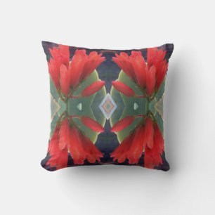 Red Flowers Pattern Throw Pillow