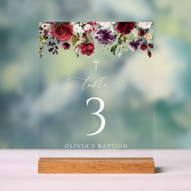 Red Flowers, Pink Flowers, Baptism Table Numbers (Neutre)