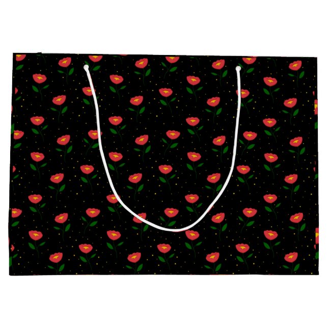 Red Flowers Poppies Gift Bag (Back)