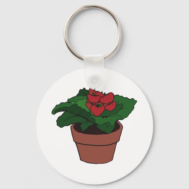 Red Flowers Pot Plant Keychain (Front)