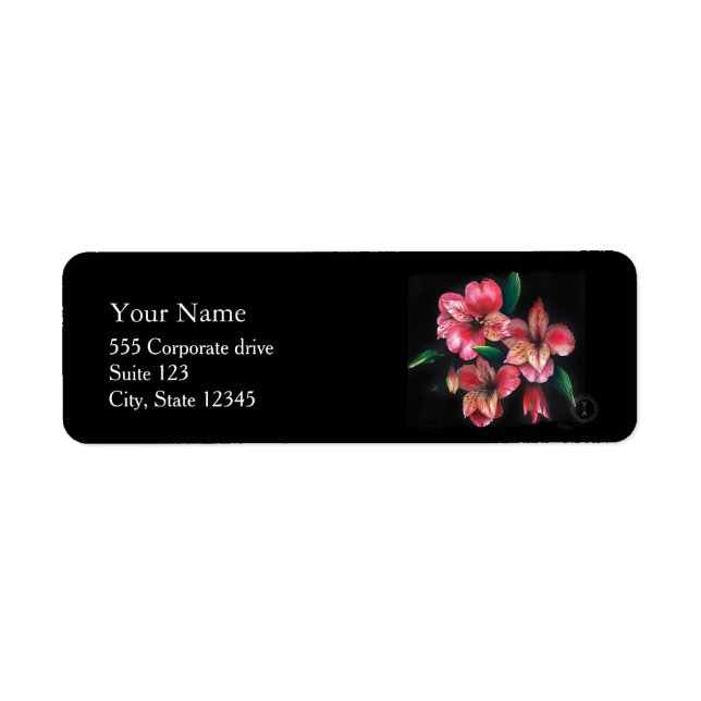 Red Flowers Return Address Labels (Devant)